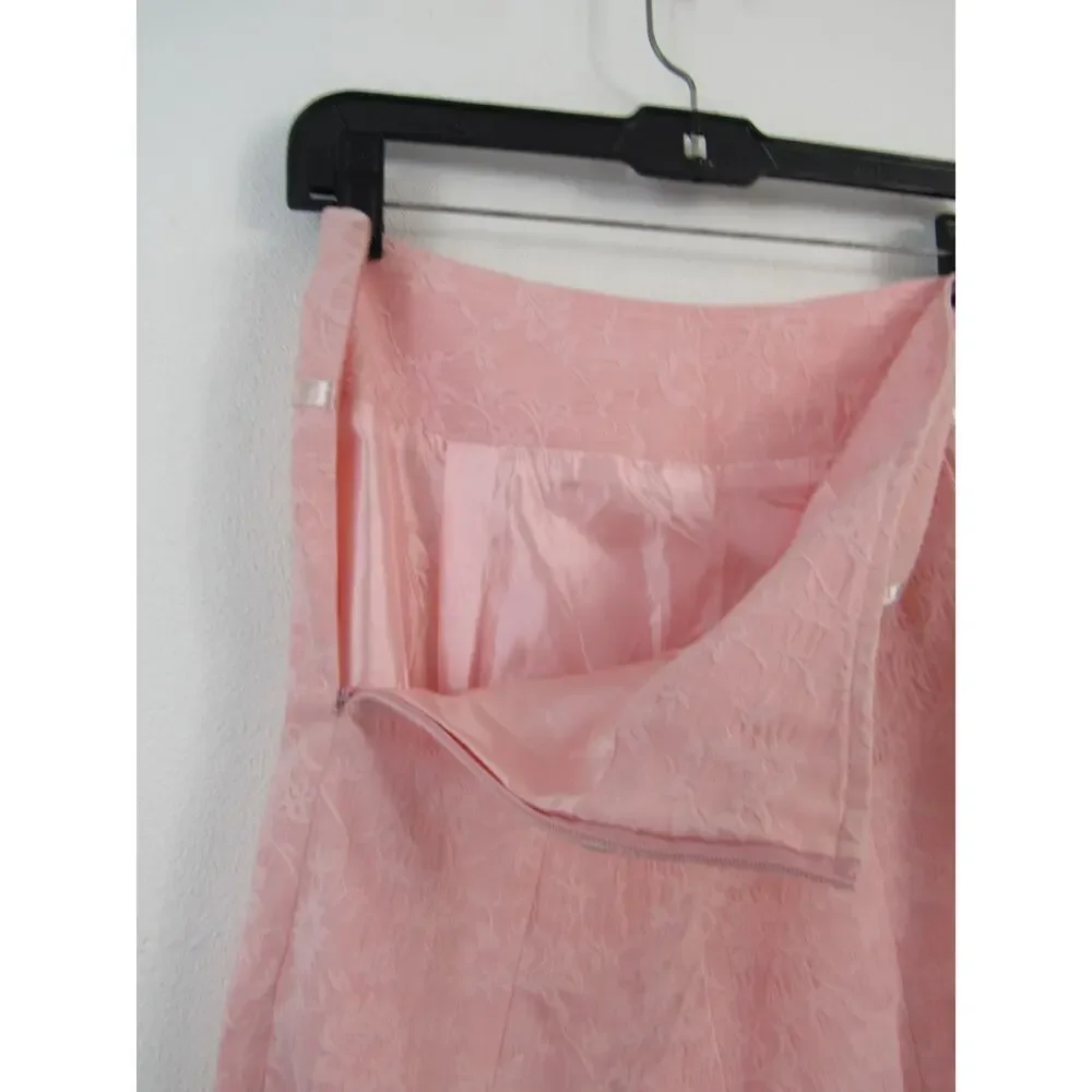 Hardy Amies London USA 4 Jacquard Baby Pink Skirt Ruffles  Vintage VTG